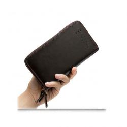 Top Quality Double-deck Long Mens Purse Male Clutch Genuine Leather Zipper Wallet