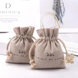 Eco-Friendly Small Natural Jute Jewelry Packaging Pouch Custom Logo Printed Reaycled Burlap Gift Jute Drawstring Bag