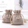 Eco-Friendly Small Natural Jute Jewelry Packaging Pouch Custom Logo Printed Reaycled Burlap Gift Jute Drawstring Bag