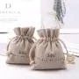 Eco-Friendly Small Natural Jute Jewelry Packaging Pouch Custom Logo Printed Reaycled Burlap Gift Jute Drawstring Bag