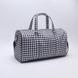 Keymay Custom Large waterproof Houndstooth Black Pink Gym Tote Bag Weekender Overnight Bags Duffle Bags for Men