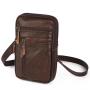 Genuine leather men's outdoor sports waist bag with leather belt