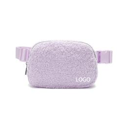 Personalized Purple Fleece Crossbody Waist Bags Unisex Daily Use Sports Running Mini Belt Bag with Adjustable Strap