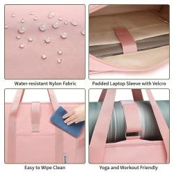 Yoga Tote Bag with Water Bottle Pockets Gym Bag with Yoga Mat Strap Weekender Bags for Women Men Green
