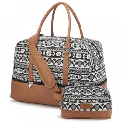 Realer 2021 Canvas Weekender Bag Womens Overnight Bag Carryon Weekend Travel Duffel Tote with Shoe Compartment with Toiletry Bag