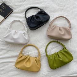 2024 Factory Outlet New Korean Fashion Trend Women Shoulder Bag Chain Slanting Bag Pleated Candy Pu Leather Color Handbags