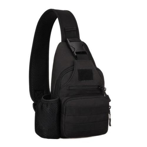 USB Charging Chest Bag Unisex Cycling Sports Bag with Water Bottle One Shoulder Casual Backpack Zipper Closure
