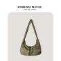 External Pocket Drawstring Shopping Bag Japanese Nylon Women Large Capacity Classic Tote Bag Shoulder Bags