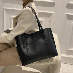 ZR415 High Capacity Women's Bag 2023 New Trendy Car Stitching Casual Tote Bag Minimalist PU One Shoulder Portable Shopping Bag