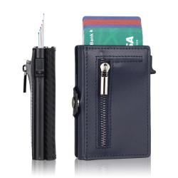 Wholesale genuine leather metal wallet card holder rfid blocking aluminum card holder