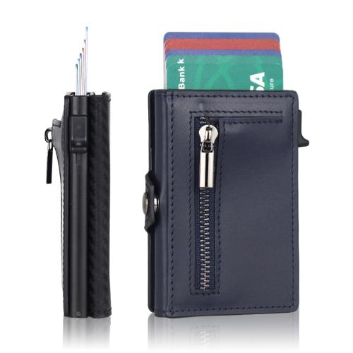 Wholesale genuine leather metal wallet card holder rfid blocking aluminum card holder