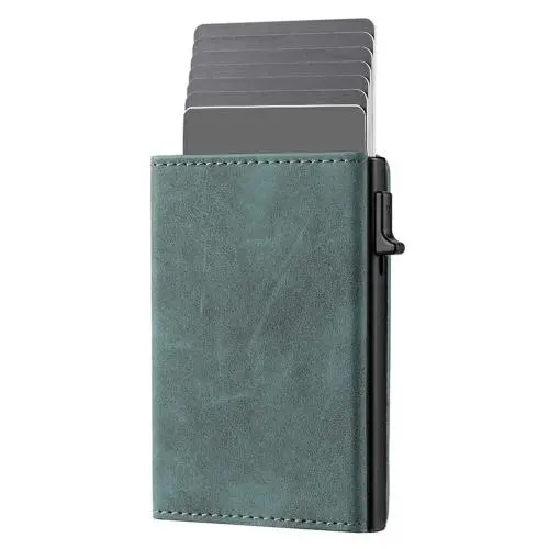 Custom Minimalist Wallet with ID Card Window Pop Up Front Pocket Wallet Genuine Leather Minimalist Card Holder