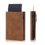 Slim Wallet for Men Pop Up Wallet RFID Blocking Aluminum Automatic Credit Card Holder Case Minimalist Leather Smart Wallet