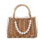 High Quality Square Silk Ribbon Hollow Out Pearl Handbags China Tote Beach Bags Straw Bucket Bag New Handbags