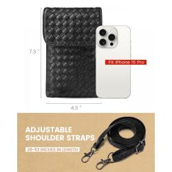 Custom Quality Woven Cell Phone Bag Small Purses Wallet Phone Pouch with Adjustable Strap PU leather Crossbody Bags for Women