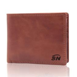 Wallet custom natural leather wallet ID flap pocket rfid minimalist high-end oil-waxed genuine leather men's wallet