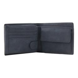 Eco vegan leather trifold wallet slim rfid men's wallet in horizontal with coin compartment and 2 mesh id pocket