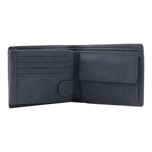 Eco vegan leather trifold wallet slim rfid men's wallet in horizontal with coin compartment and 2 mesh id pocket