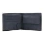 Eco vegan leather trifold wallet slim rfid men's wallet in horizontal with coin compartment and 2 mesh id pocket