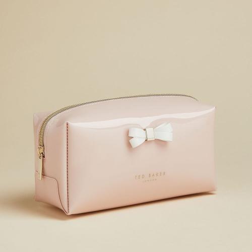 Custom Travel Accessory Toiletry Cosmetic Bag Perfect Gift Bag Leak Resistant PVC Rubber Shiny Bow Cosmetic Bags for Women