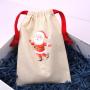 Recyclable Custom Logo Printing Natural Cotton Candy Christmas Gift Drawstring Bag Organic Muslin Gift Packing Pouch