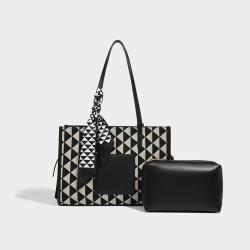2024 New Custom Logo Autumn Winter Two Pieces Sets Trend Style Women Canvas Tote Bags Lady Handbag