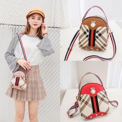 2024 new checkered shoulder bag female Korean fashion casual backpack handbag single shoulder crossbody bag