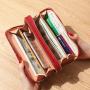 ZR754 Women's Wallet Long Handbag PU Double-layer Zipper Coins Wallet Purse Stylish Contrast Color Mobile Phone Bag Card Holder