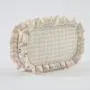 Keymay Hot Sale Rts Stock Cream Gingham Ruffle Cosmetic Bag Frilly Makeup Bag Checkered Makeup Bag Pleated Edge Pouch Cocmetic