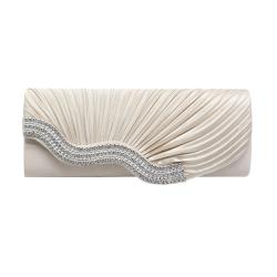 Evening Dress Bag Champagne Satin Clutch Purses for Women Ladies Sparkling Party Handbag Wedding Clutch Bag