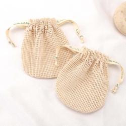 Promotion Eco-Friendly Cotton Mesh Bag For Soap Custom Logo Ribbon Printing Mesh Soap Pouch
