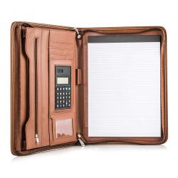 A4 Document Folder Leather Ring Binder Personal Planner Conference A4 Folder with Calculator