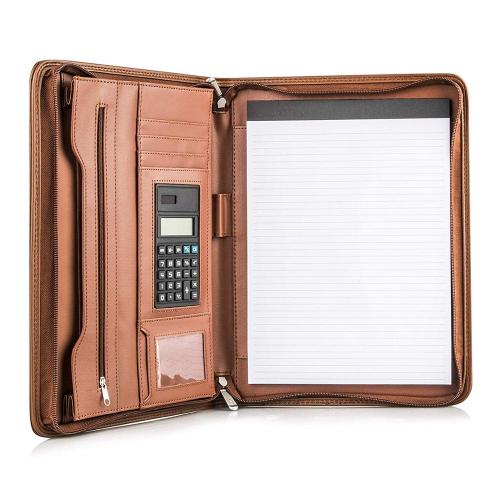 A4 Document Folder Leather Ring Binder Personal Planner Conference A4 Folder with Calculator
