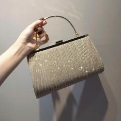 ZR063 New Shiny Pleated Large-capacity Handbag Princess Bag Oblique Cross Dinner Dress Bag KTV Handbag
