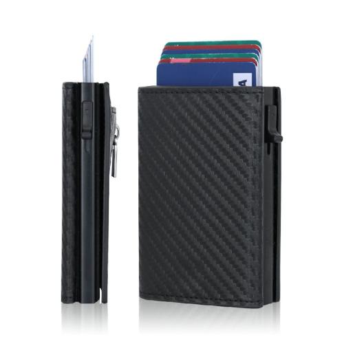 Premium Slim Minimalist Credit Card Holder Automatic Pop Up Wallet  Leather Aluminium Card Holder RFID Blocking Wallet