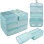 Gelory 8pcs Set Garment Bags Travel Packing Cubes Luggage Packing Organizer Bag For Dry Clothes, Shoes, Cosmetics