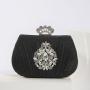 Women Party Evening Bag Pleated Shoulder Bag with Diamond Retro Dinner Handbag