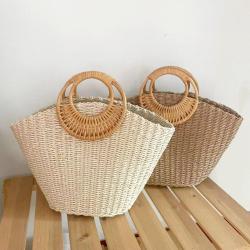 2024 New Handheld Grass Knitted Simple Woven Women's Bag sac main femm sac