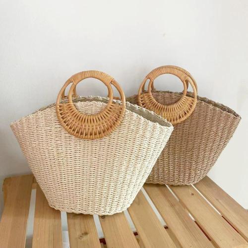 2024 New Handheld Grass Knitted Simple Woven Women's Bag sac main femm sac
