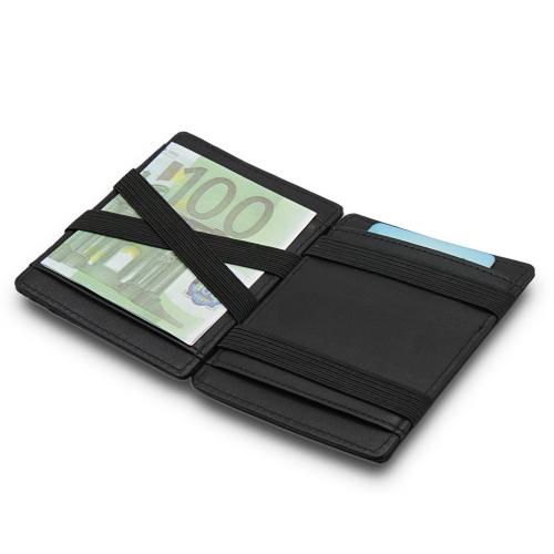 Custom men rfid blocking pu leather magic wallet front pocket magic wallet with zipper coin pocket
