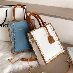 Fashion Female Women DIY Manual Small Square Handbags China Wholesale PU Womens Bags 2021 Hand-stitched Bags for Ladies