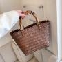 2023 Fashionable Summer Women's Bag New Style Winding Flow Weaving Large Capacity Bucket Bag Simple Straw Woven Women's Handbag