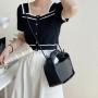 Summer new female fashion creativity woven handbag trend solid color shoulder cross-body bag personality retro small square bag