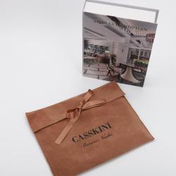 Flexography Custom Logo Printed Beauty Velvet Flap Bag Envelope Gift Perfume Fuax Suede Jewelry Pouch With Bow