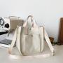 Low MOQ Large Customizable Cotton Canvas Tote Bag Durable Natural Crossbody Shopping Bag with Pockets for Packing and Logo Print