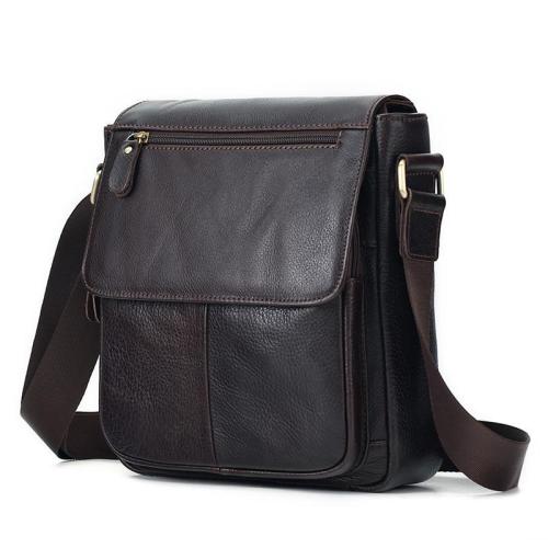 Vintage Men's casual handbags crossbody shoulder bag genuine leather bags brown retro cow leather bags for men