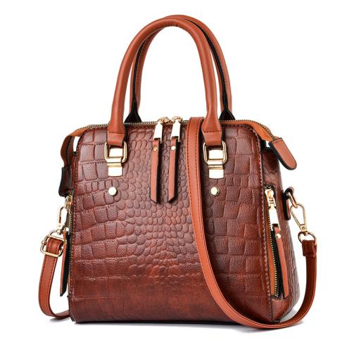 Stone Pattern PU Leather Handbag 2024 New High Capacity Casual Shoulder Bag Luxury Customs Tote Bag