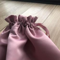 Thick Rose Pink Satin Drawstring Pouch Matt Satin Gift Packaging Pouch