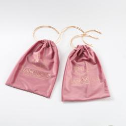 Custom Gold Logo Printed Pink Soft Velvet Drawstring Hair Wig Packaging Bag Luxury Velvet Pouch For Hair Extensions