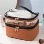 Multifunction Transparent Large Capacity Zipper Makeup Bag Double Layer PVC PU Toiletry Cosmetic Bag